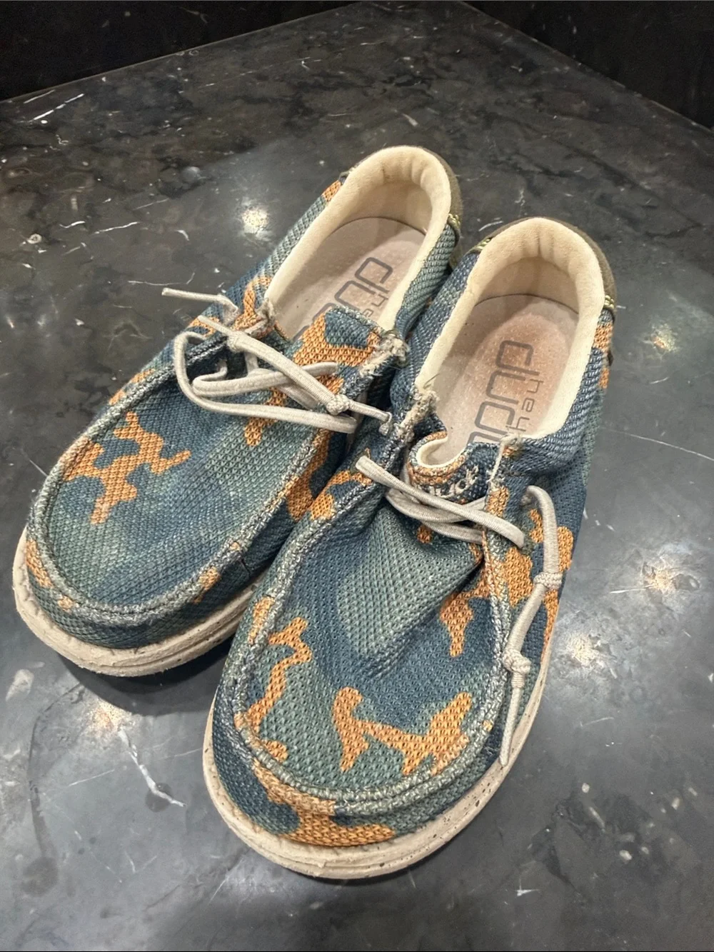 Hey Dude Boys Wally Canvas Slip-On Shoes in Camo - Size Y1-L2